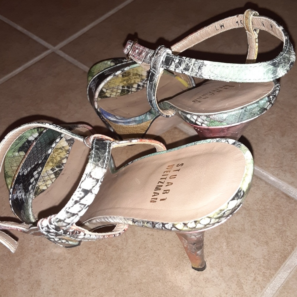 Green Python print heels